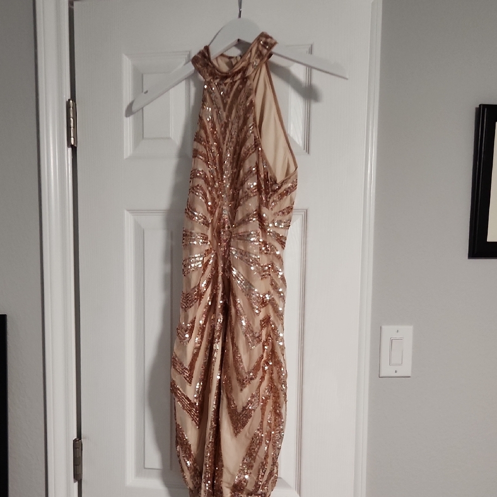 Xtaren Beige Sequin Dress